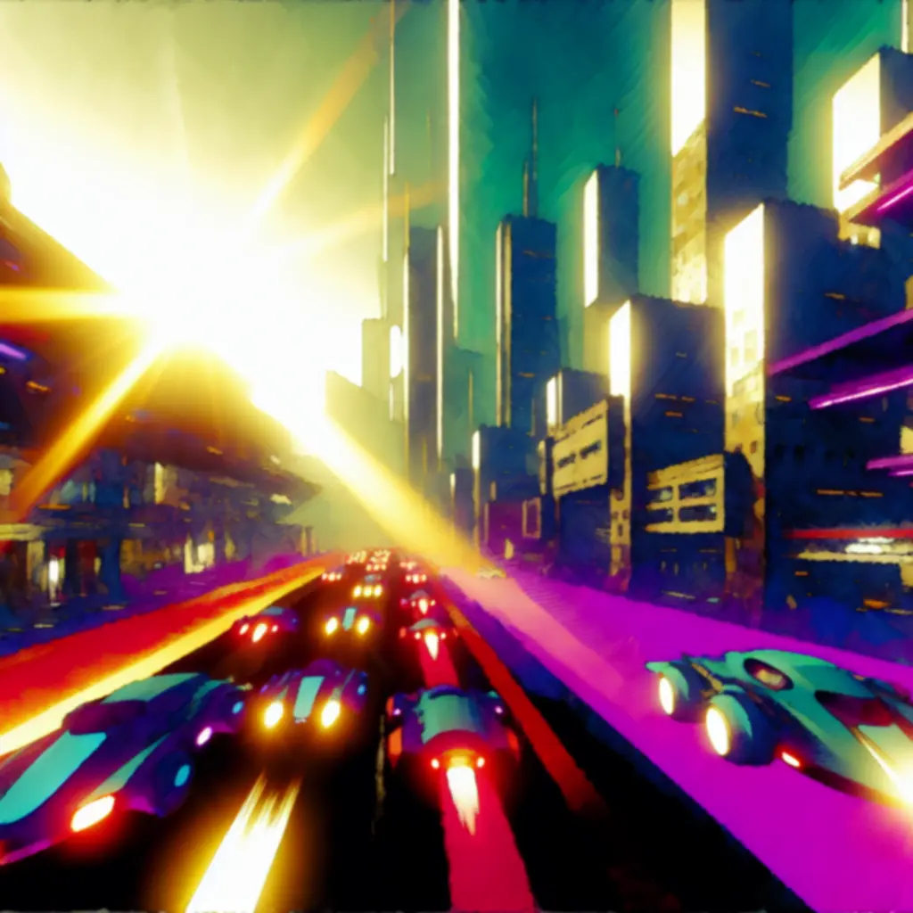 Koncept art Overwatch 2 – dynamiczna scena futurystycznego miasta