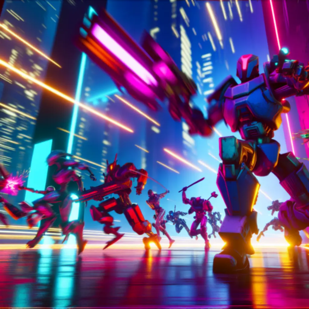 Dynamiczna ilustracja bohaterów Overwatch 2 w neonowej scenerii