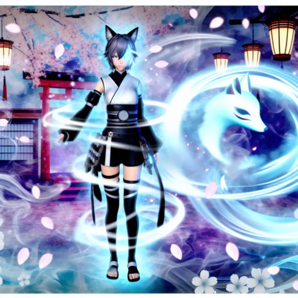 Kiriko w szintoistycznej scenerii, gotowa do teleportacji