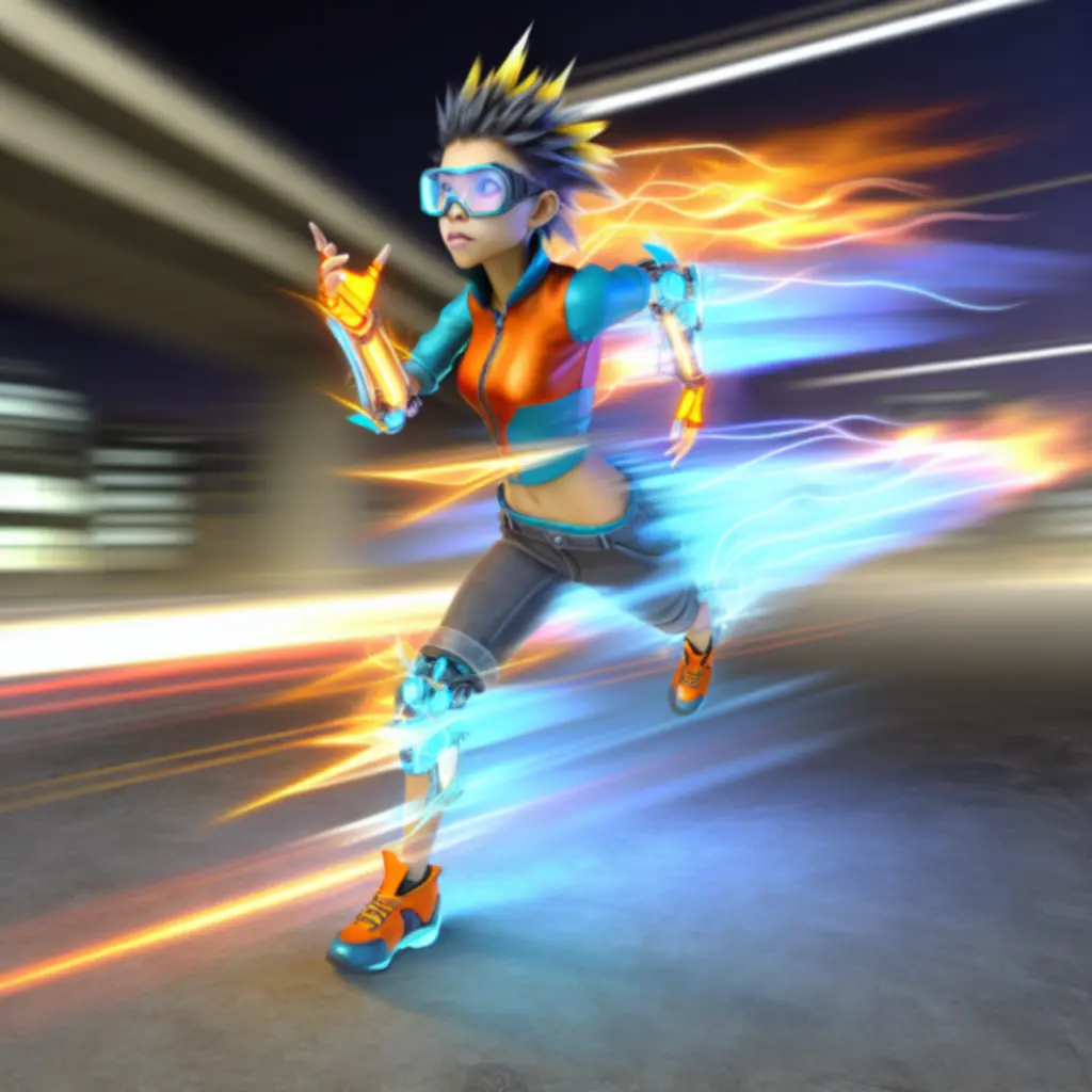 Tracer w ruchu z efektem smug energii