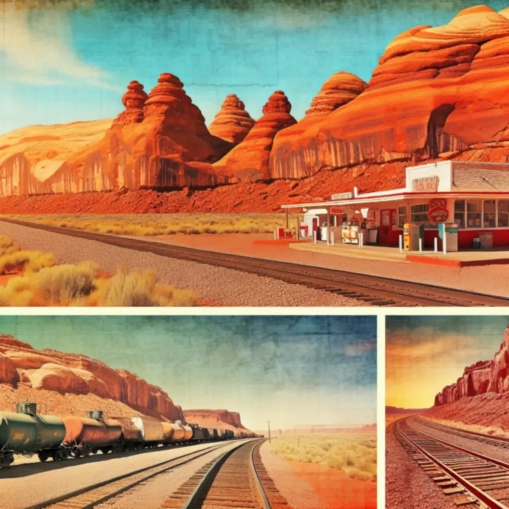 Route 66 – słoneczny kanion i stacja paliw w amerykańskim klimacie